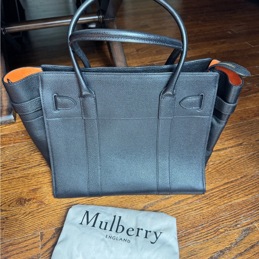 Mulberry Black Leather Tote with Orange Interior - Picture 3 of 12
